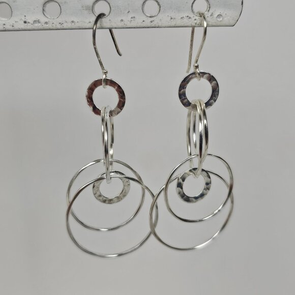 Ippolita Jewelry - Ippolita Sterling Silver Interlocking Circle Multi Ring Hammered Drop Earrings